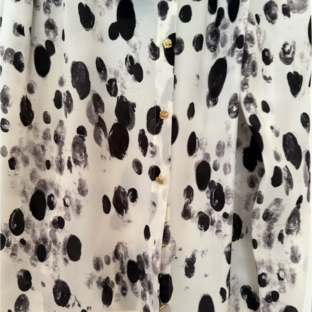 Escada Cream and Black Tie Front Blouse - Picture 2 of 4